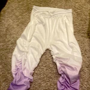 Ruched ombré (white to purple) pants